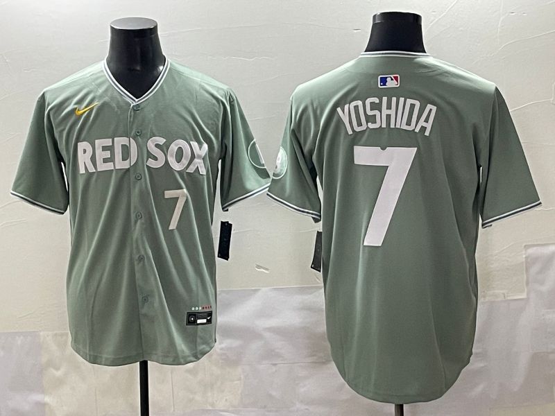 Men 2025 Boston Red Sox #7 Yoshida Light Green Joint Name Nike MLB Jersey style 2